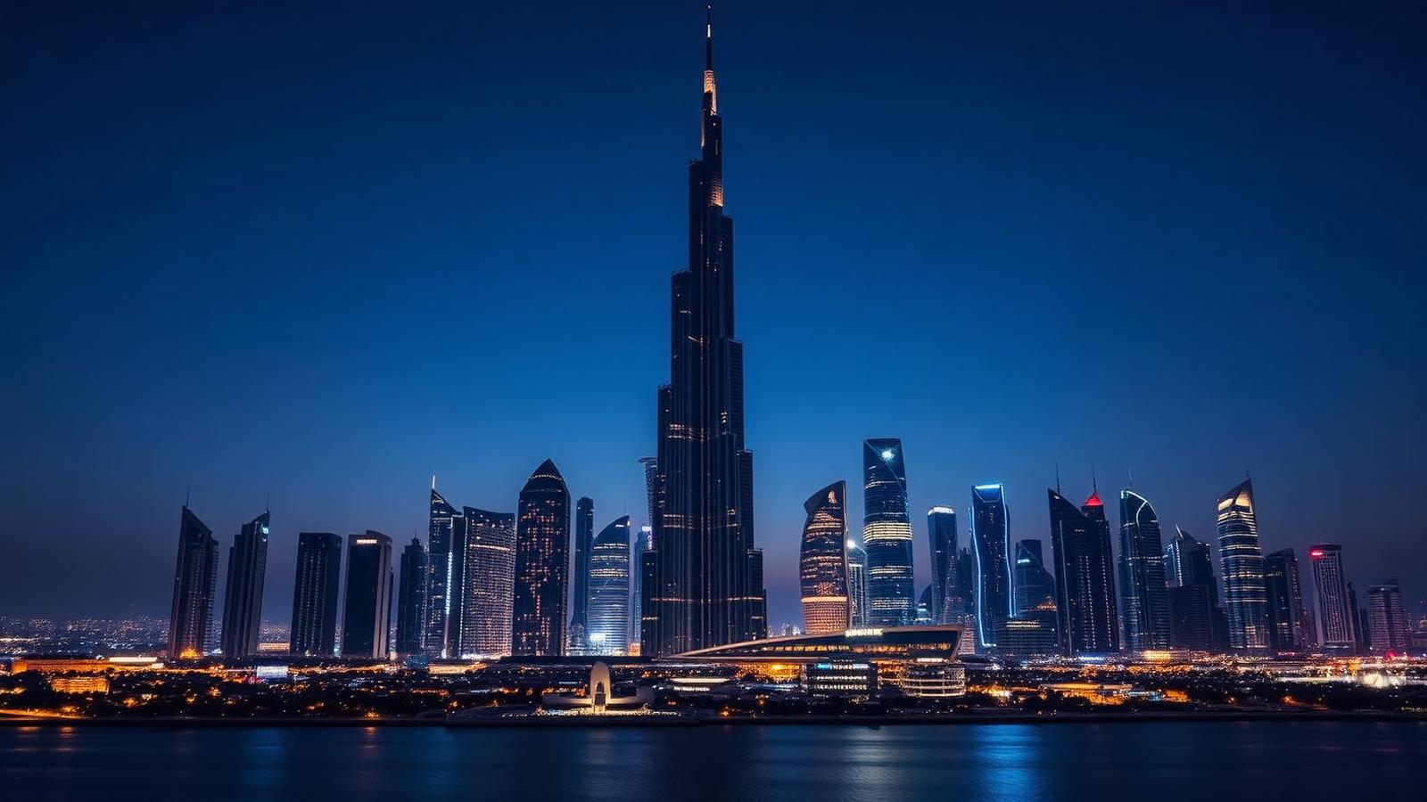 Dubai skyline at blue hour
